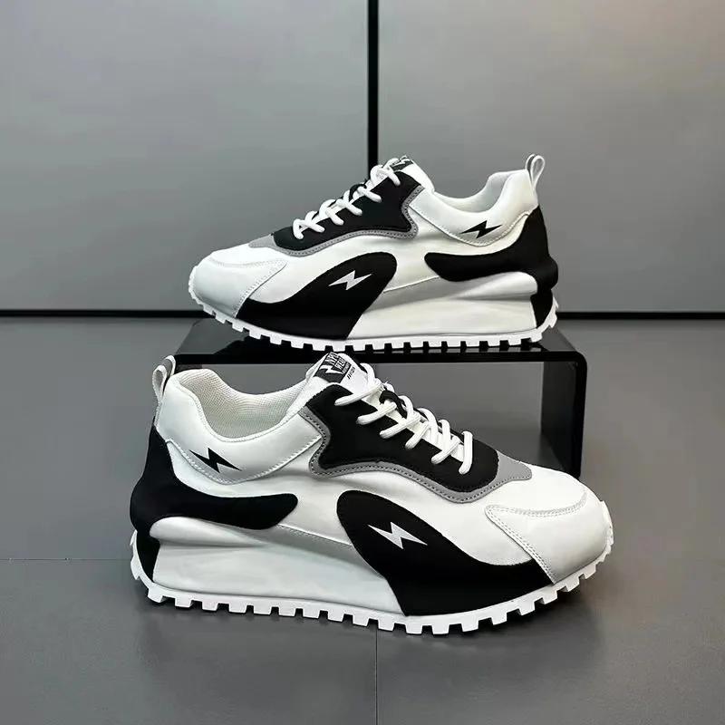 ModeMode Läder Canvas Man Man Casual Skor Lyxiga Herr Sneakers Höjdökande Plattformssula Skor för Män