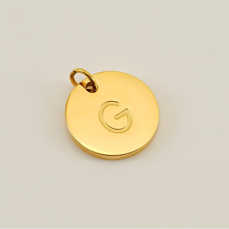 Minimalist Round Stainless Steel Initial Pendant – 26 English Letters, Smooth Surface, DIY Jewelry Accessory