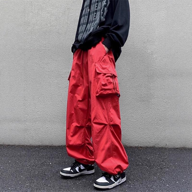 Vintage Retro Amerikan İş Pantolonu – Unisex Bol Kesim Günlük Stil Bilekte Bağcıklı İpli