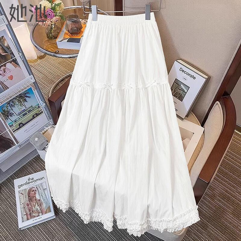 Women s Bowknot A-Line Midi Skirt L