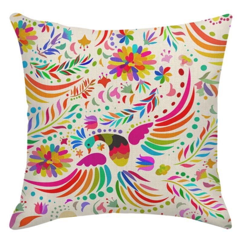 

Home Decor Colorful Birds & Flowers Printed Pillow Covers Pattern Cushion Cover Suitable For Sofa Bedroom Car Pillow Cover 16x16Inch