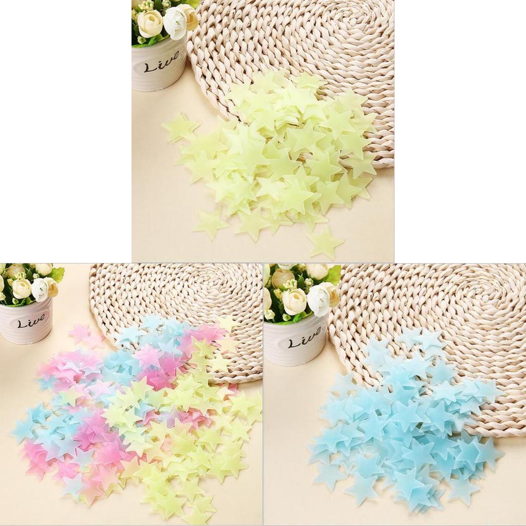 100pcs Bag Of Premium Quality Glow In The Dark Wall Stickers For Kids' Bedrooms In Colorful Star Shapes