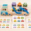 Wooden Double-Decker Truck Toddlers Cars Toys Train Montessori Kindergarten Animal Food Matching Early Educational Game 2-6years