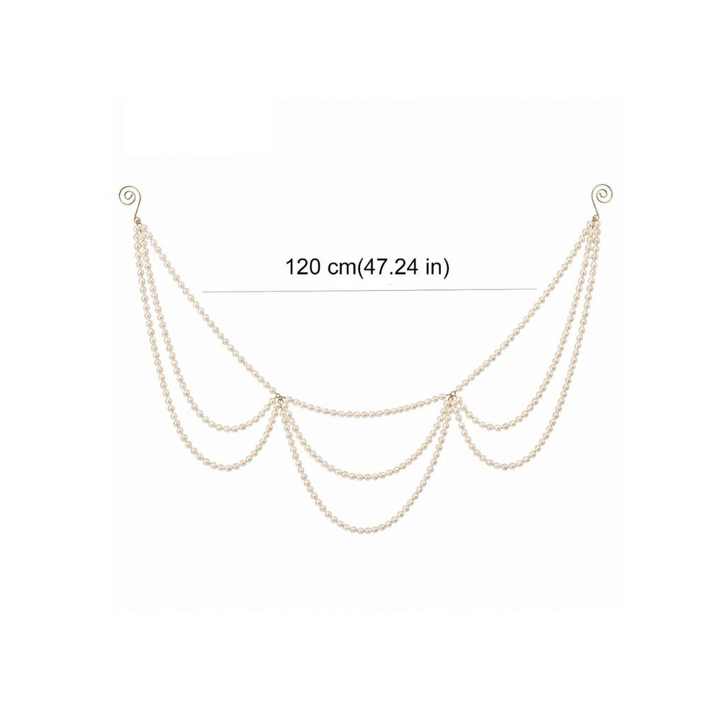 Three-layer Christmas Tree Pearl Chain Pendant Simulated Pearls White Christmas Pearl Garland with Hanging Hooks