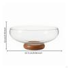 Glass Fruit Bowl with Wooden Pedestal Decorative Transparent
