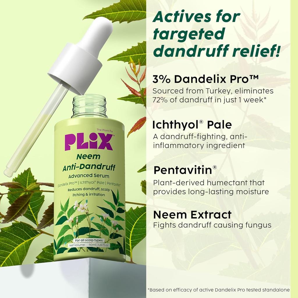 PLIX The Plant Fix Neem Anti-Dandruff Serum 50ml Pack of 1 | Lightweight Quick Absorbing Scalp Treatment
