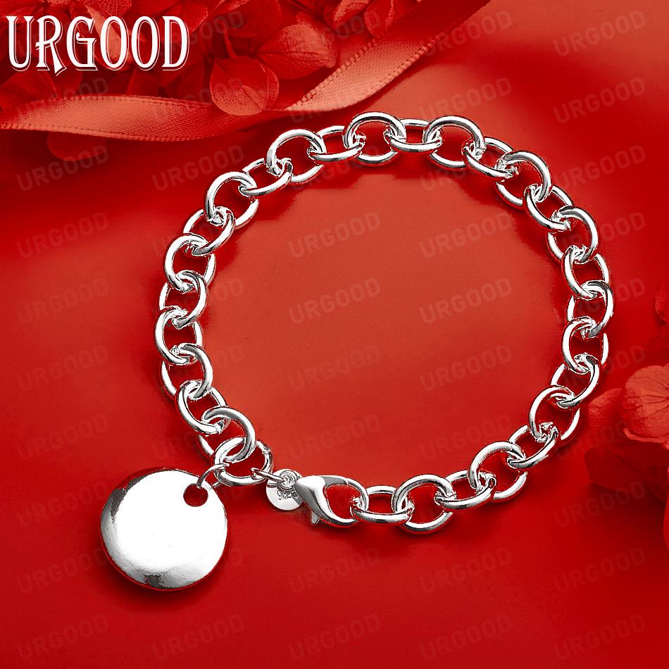 

925 Sterling Silver Round Bracelet Fashion Wedding Jewelry 20CM