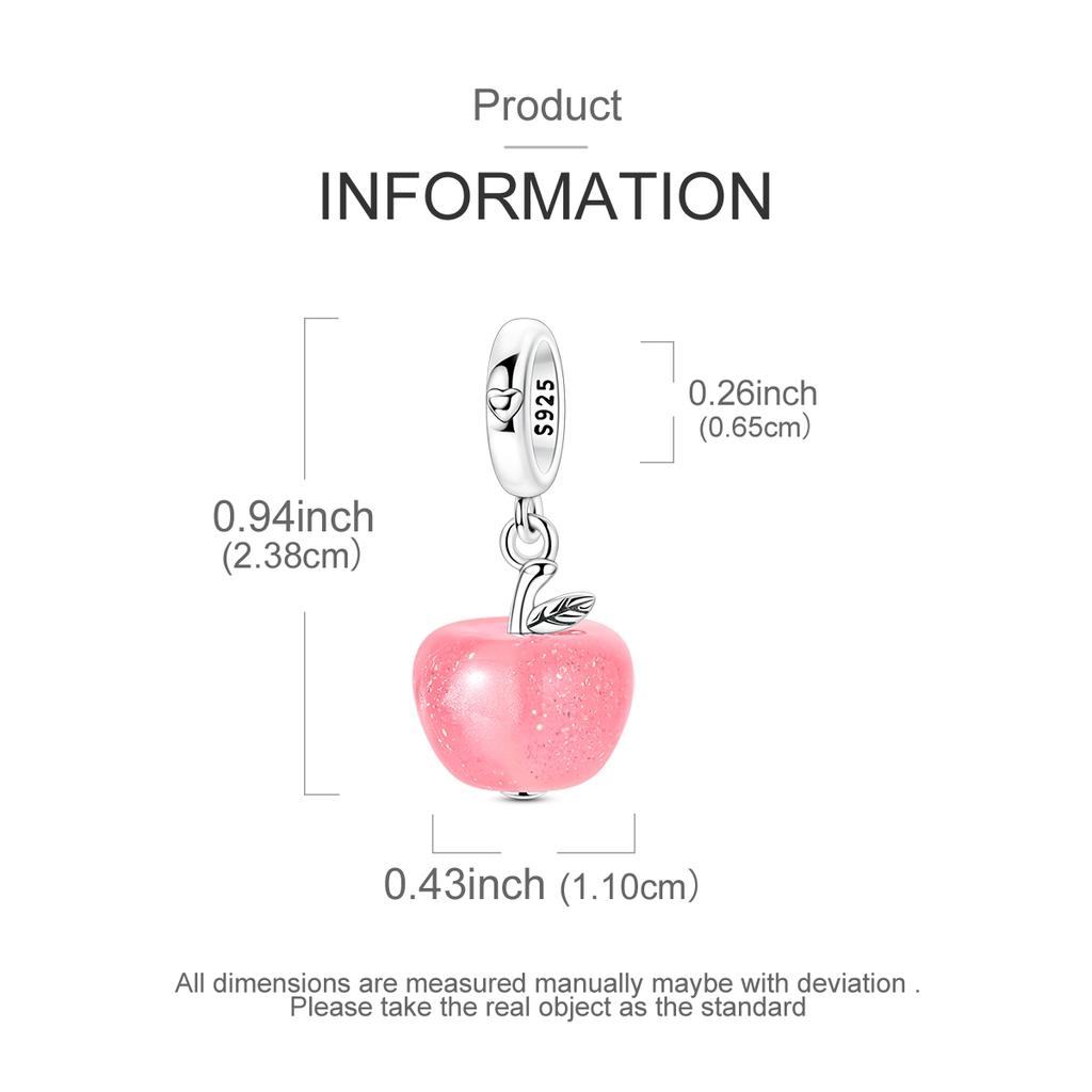 Dangle Charm Bead Component Designed For Woman Copper Metal Pink Apple Compatible With Bracelet High Quality Fine Jewelry Craft Making High Quality