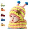 Winter Kids Hat With Plush Ear Protection Big Five-pointed Star Hat Scarf Set Striped Woolen Material Blue Yellow Orange Red Pink