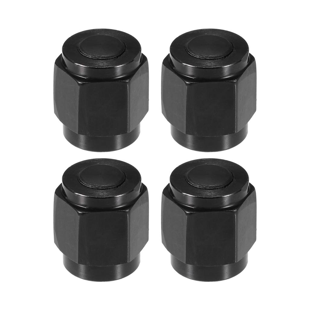 ACROPIX Female Flare Cap Port Plug Block Off Fitting Nut Adapter Universal Black 4pcs AN4