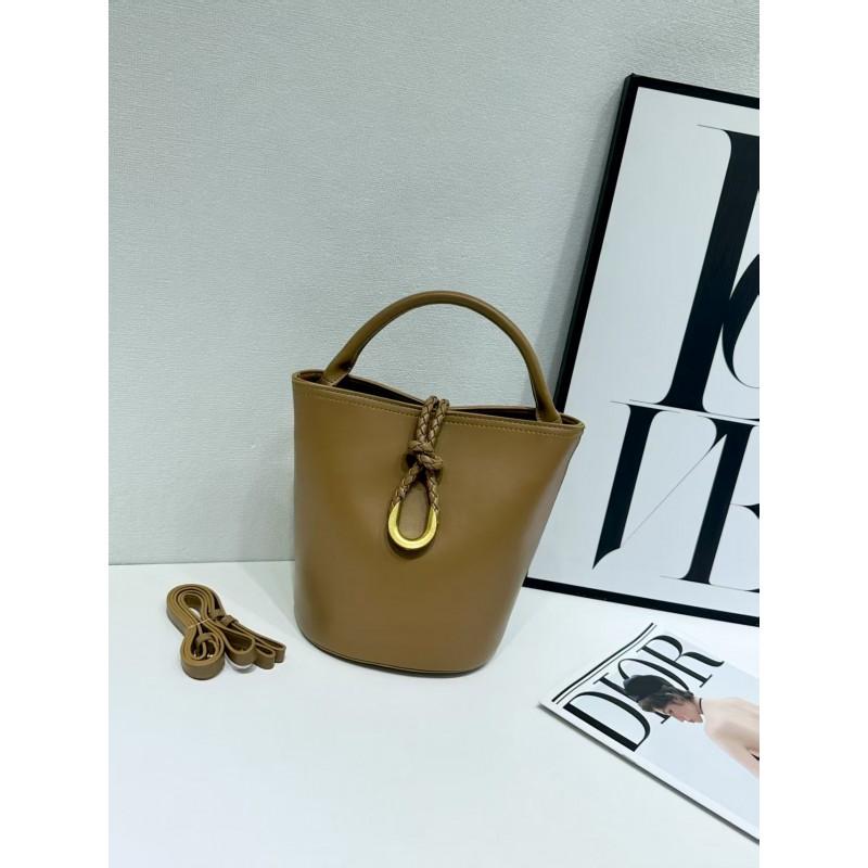 Soft Vegan Leather Bucket Bag Women Casual Crossbody Tote With Woven Detail Medium Size Multiple Colors
