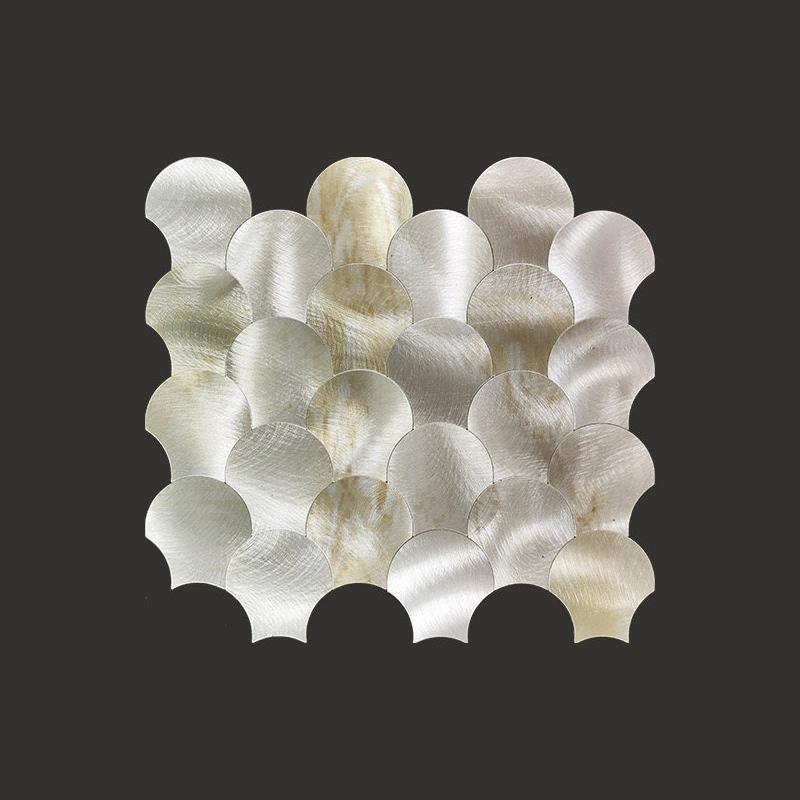 Shell Shape Metal Mosaic Tile Luxury Peel and Stick Self Adhesive Wall Tile for Entrance Hallway Backsplash Art Wall Decor