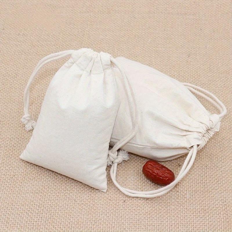 Multi-Purpose Canvas Drawstring Bags 10pcs,  Storage for Rice Grains Travel Shopping Gifts Compact Reusable Organizer
