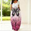 Women Crew Neck Short Sleeve Tunic Dress Plus Size Flowy Design For Summer Casual Shopping Trips