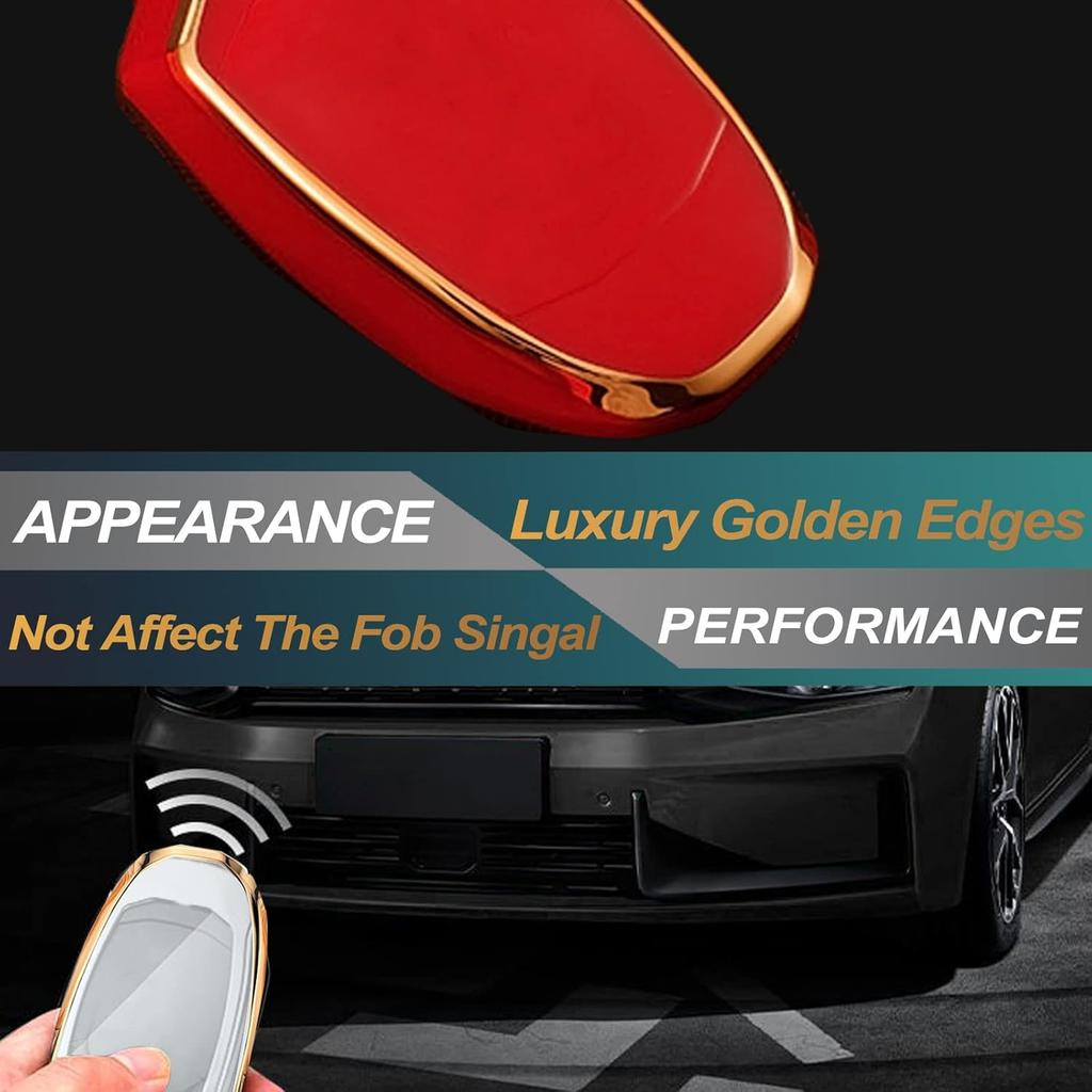 FEYOUN Key Fob Cover Compatible With Buick Encore Chevy Chevrolet Camaro Equinox Impala Sonic Trax GMC Terrain Flip 4 Buttons TPU Remote Keyless Key