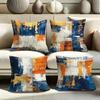 Blau und Orange Abstrakte Kunst KissenbezügeSchlafzimmer Wohnzimmer Sofa Heimdeko Polyester Kissenbezug mit Reißverschluss