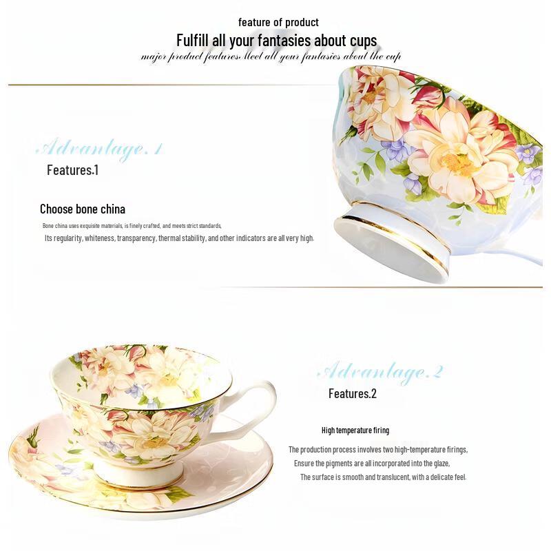 HANDUNYOU Blue Enchantress Coffee Cup & Saucer Set