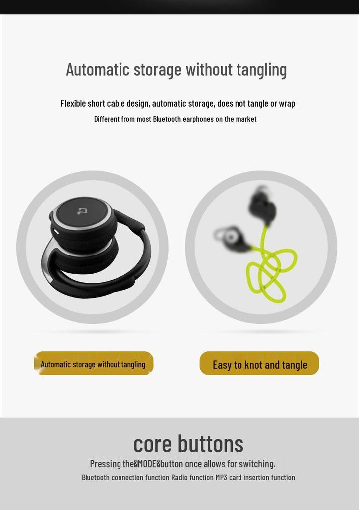 Shuai698 Bluetooth 5.0 Wireless Over-Ear Headphones with Card Slot Radio for Running