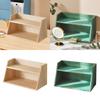 Desktop Wood Makeup Organizer Compact Double Layer Desk Storage Box Cosmetic Organizer for Bedroom Vanity Use