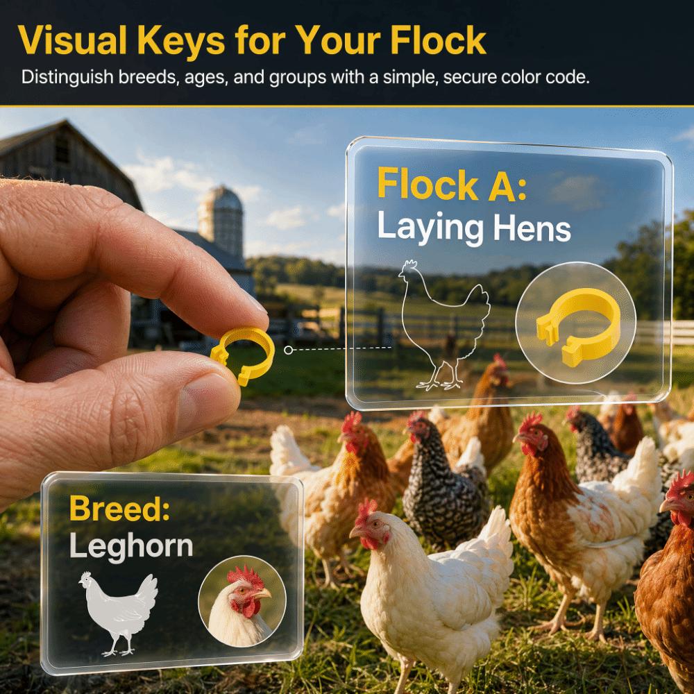 100Pcs Plastic Chicken Ankle Rings Yellow Poultry Feet Rings Geese Leg Rings For Breeding Ducks