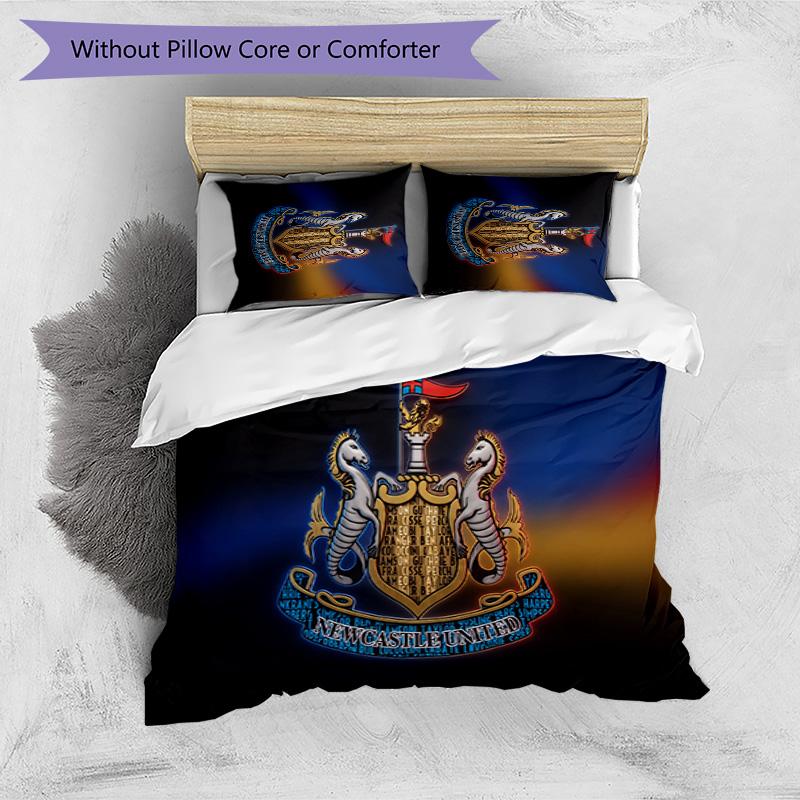 Newcastle United Football Printed 3 Pieces Bedding Set, Comfortable Skin Friendly Bedroom Duvet Cover Set