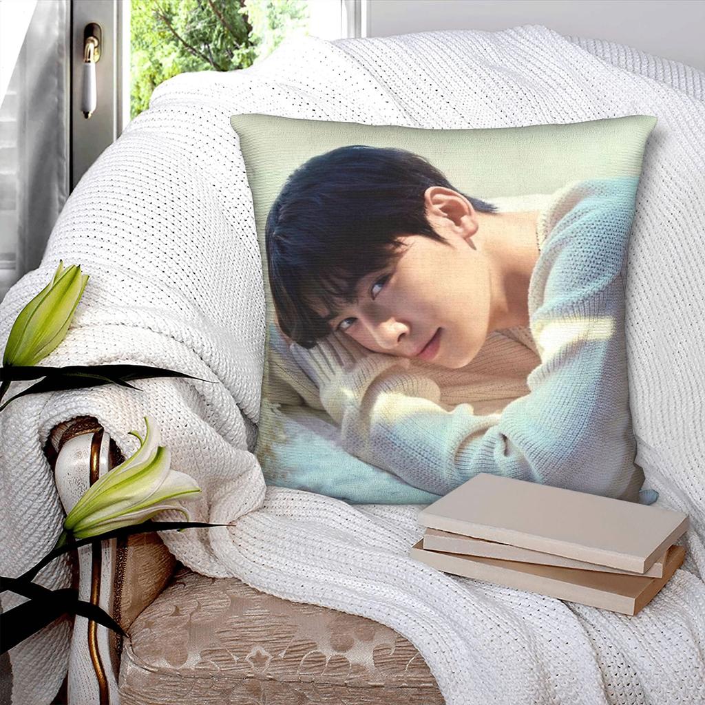 CHA EUN WOO Kpop ASTRO Printing Pillowcases Cushion Cover Throw Pillow Cover Soft and Sweet Sofa Decor Zipper Multiple Sizes