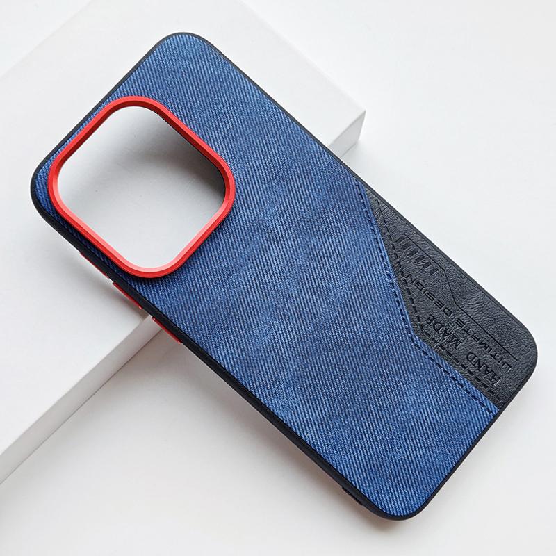 For OPPO Find X9 Pro X9 Case Vintage Color Block Denim PU Plain Leather + Metal Button Cover for Find X 9