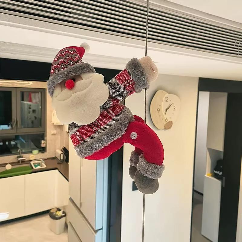 Christmas Curtain Buckle Decor Santa Claus Elk Snowman Cartoon Home Ornament Gift New Year Holiday Window Decoration Accessories