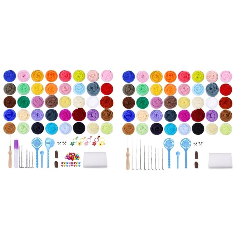 Needle Felting Kits 40 Colors Wool Roving Set Needle Felting Starter Kits with Felting Tool Needle Felting Supplies