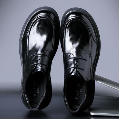 2025 British Leather Shoes Men's First Layer Cowhide Men's Shoes New Big Head Wedding Men's High-end Business Shoes Black
