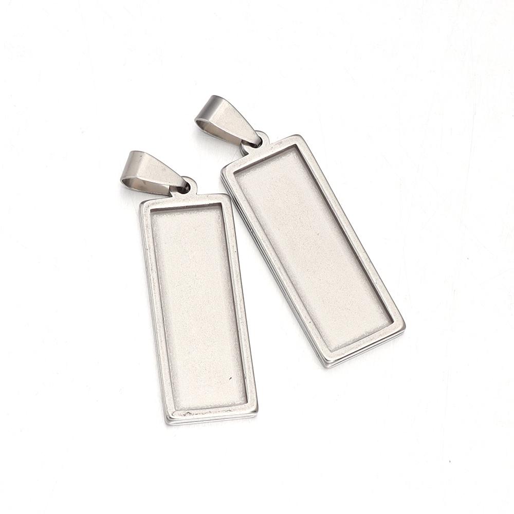 2pcs/lot Rectangle Cabochon Base Settings Stainless Steel Gold Blank Bezel Pendant Trays For Jewelry Making DIY Charm Necklace