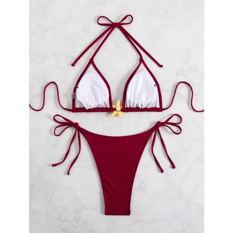 Vintage Beach Vacation Swimsuit Sexy Bikini Split Swimsuit Women Fashion Triangle Swimsuit Fine Stitching In A Variety of Colors Beachwear