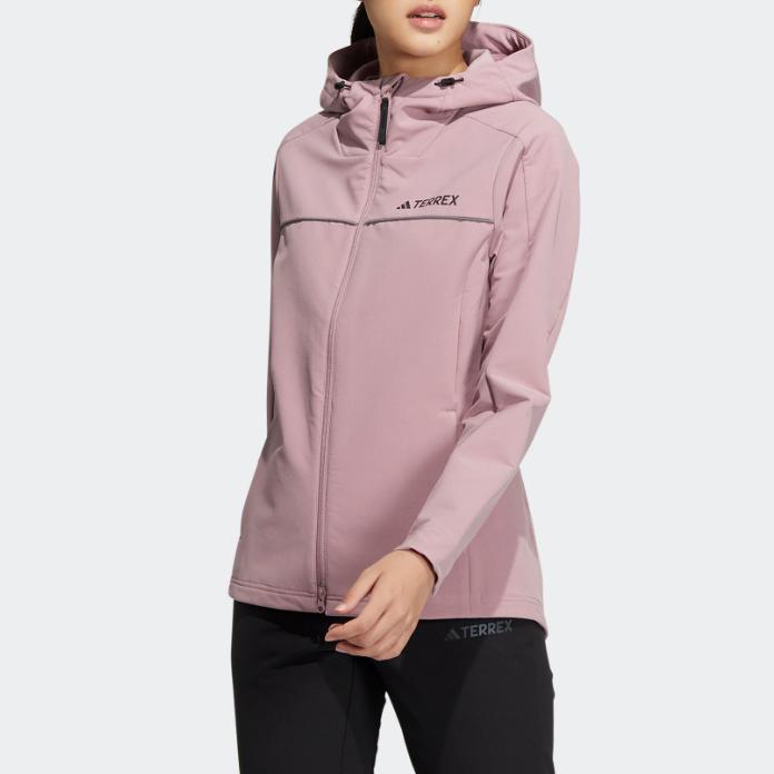 Adidas Ss23 Utilitas Softshell Jacket Outdoor Sports Hooded Jacket Women Jacket Purple IC7985