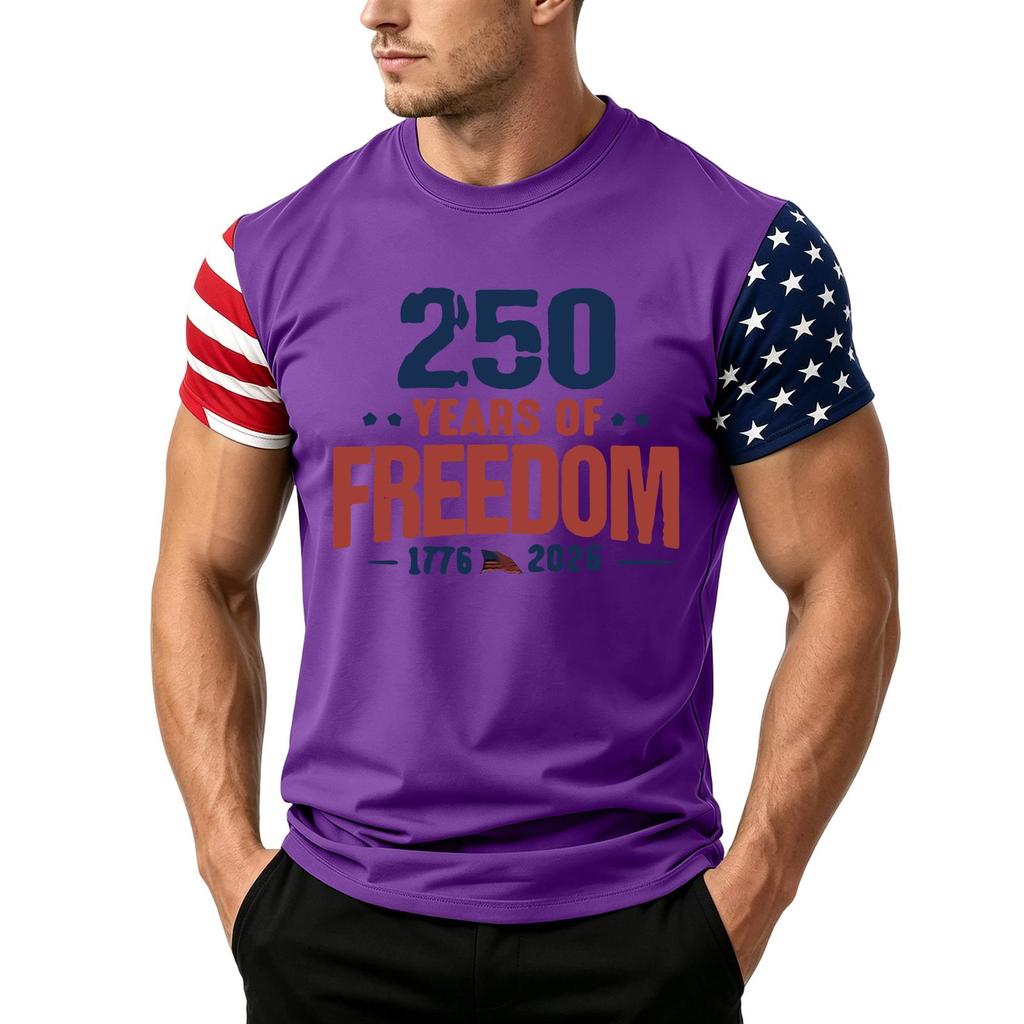 Men's Independence Day Flag Print Short Sleeve T-Shirt, Loose Casual Daily Summer Tops