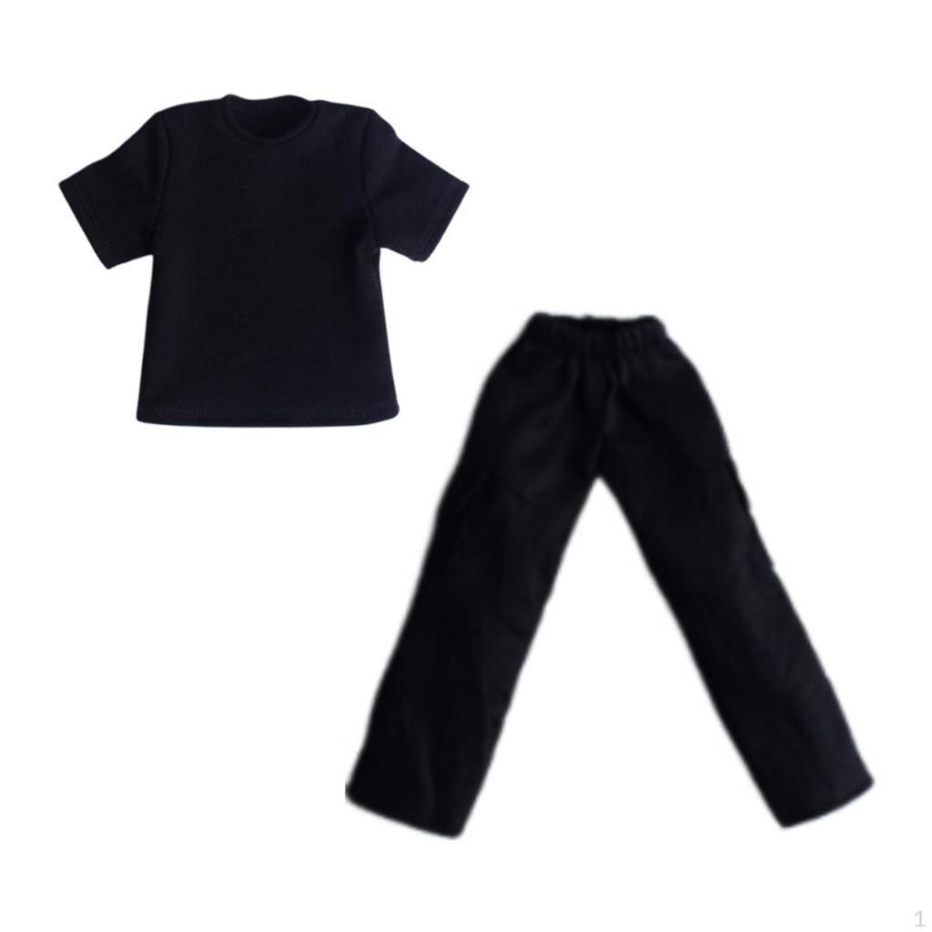 1/12 Doll Pants and Top Figure Clothes Cosplay Dress up Mini Wide Leg Long Pant for 6 inch Male