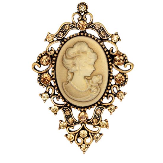 Vintage drahokamu Kytice Ženy Beauty Head Cameo Brož Pins Šperky Dárek