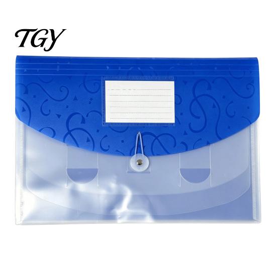 Plastic File Pouch Expandable Document Folder with Label Slot, Layered Design Waterproof PP Business Envelope, Secure Rope Closure Organizer