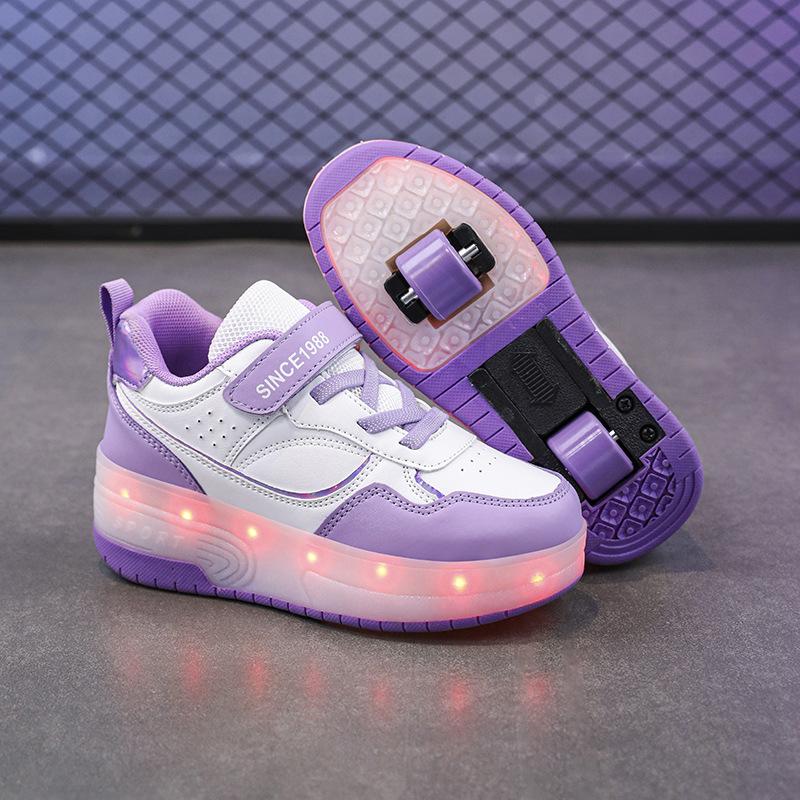 

Детские кроссовки-ролики, роликовые коньки для мальчиков, четырехколесные кроссовки, студенческие невидимые коньки, обувь со светящимися колесами для девочек 40