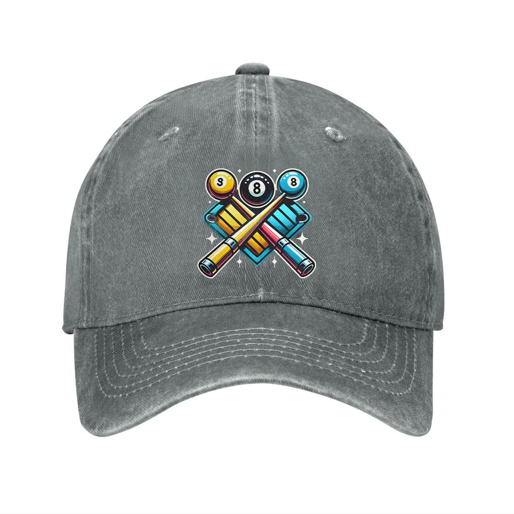 1pc Unisex 1960s Billiard Pool Cues Design Cotton Baseball Cap, 100% Cotton, Adjustable Curved Brim, Hand Wash, Sun Protection,