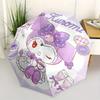 Kuromi,Sanrio Automatic Folding Umbrella Simple 8 Rib Design, Bright Cartoon Pattern, Durable Iron Frame, Suitable For Travel, Outdoor, Beac