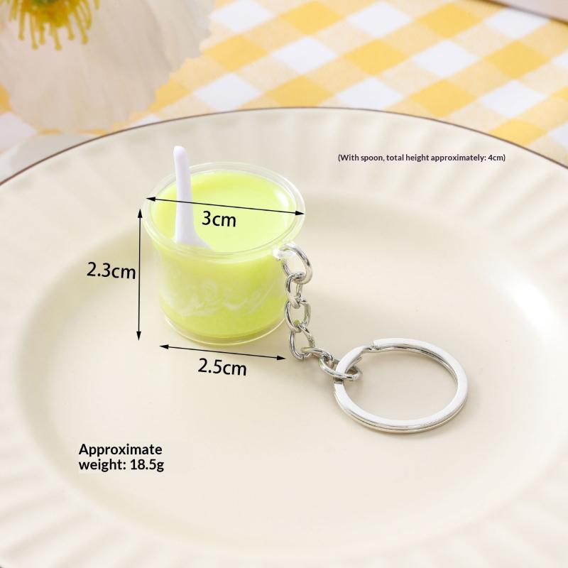 1Pcs Realistic Mini Ice Cream Soda Cup Keychains With Cherry Topping Bright Colors For Bag Decoration And Small Gifts