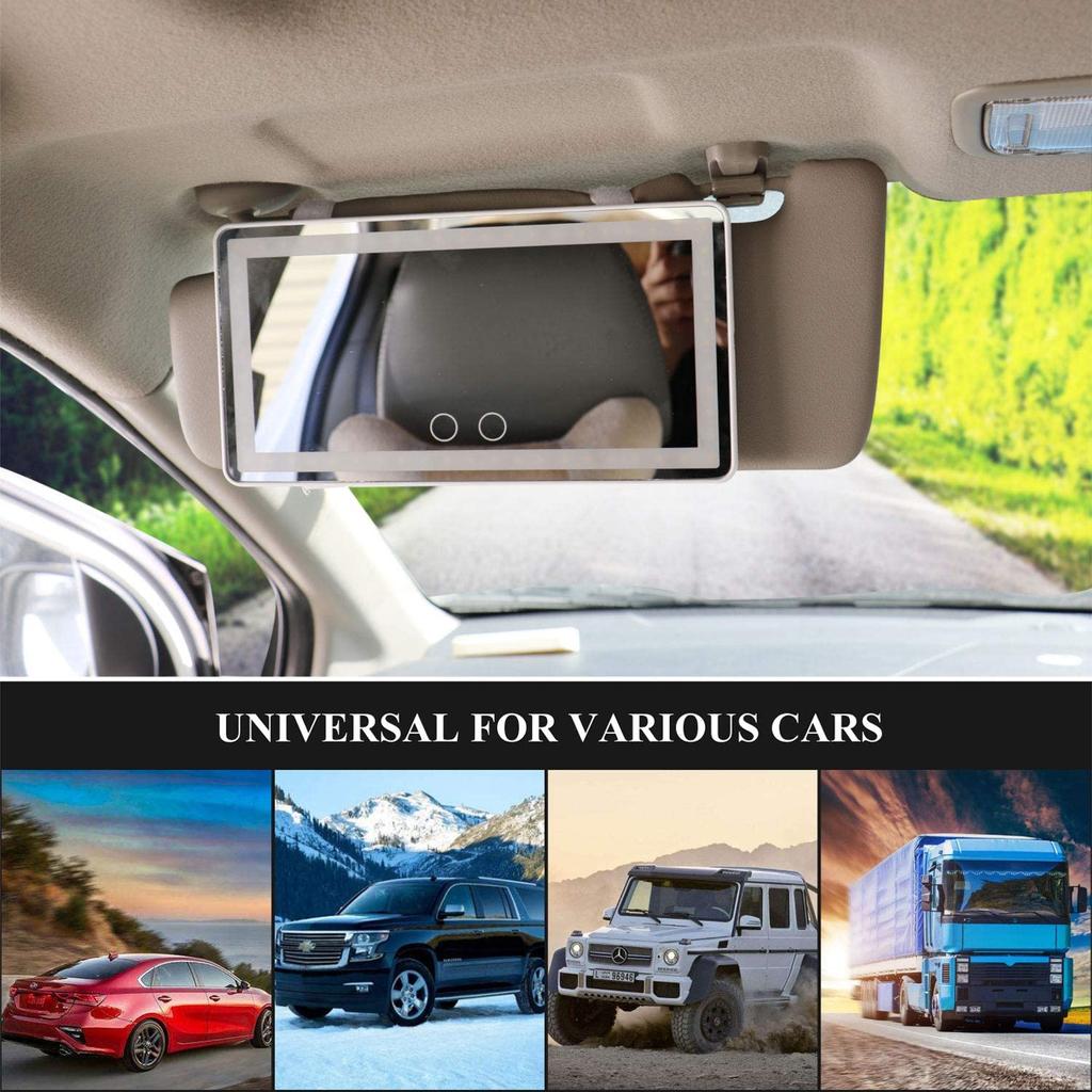 USB Interface Rechargeable Car Visor Mirror Personalized LED Car Vanity Mirror for Makeup Cosmetic Mirror with Light