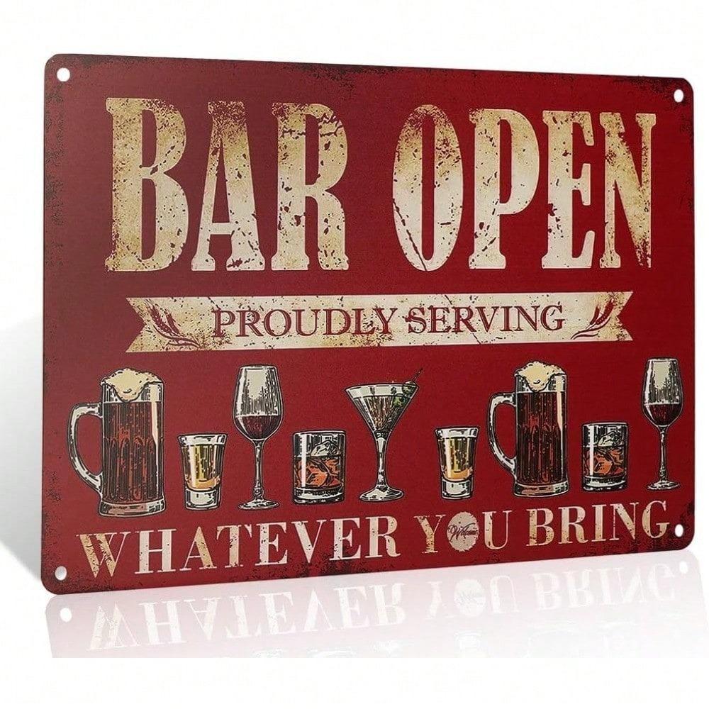 Vintage Red Pub Metal Tin Sign Wall Decor