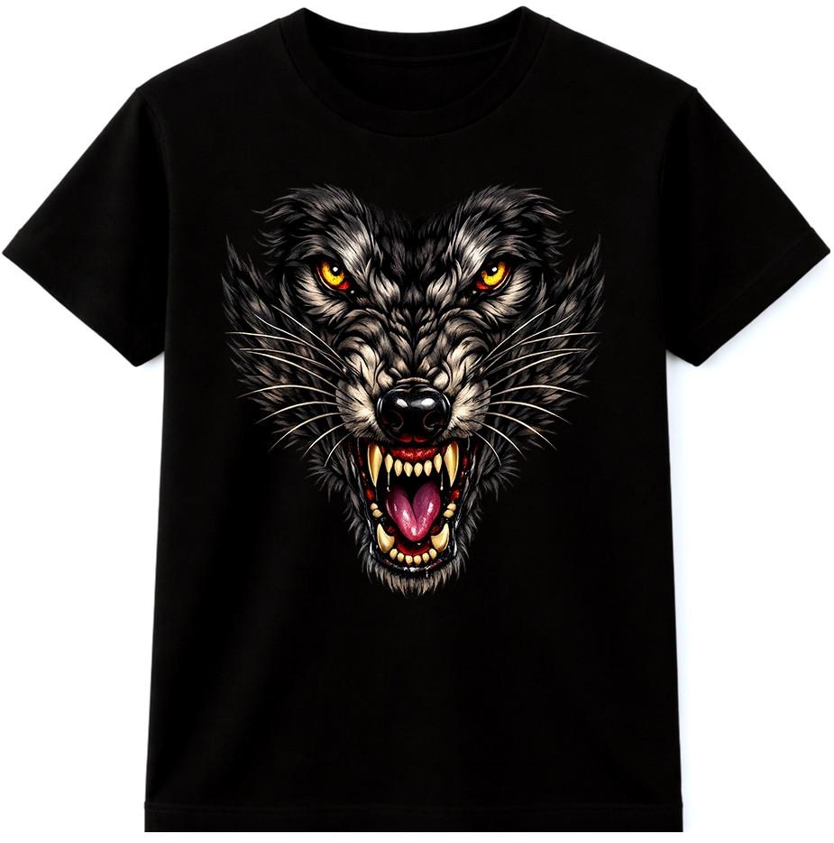 Wolf Head T Shirt Wild Predator Animal Face Gothic Graphic Tee Mens Womens S разноцветный