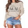 2023 Autumn/Winter Cross-border Supply Amazon Women's Letter Print Solid Color Sweatshirt Factory Direct Sales Production