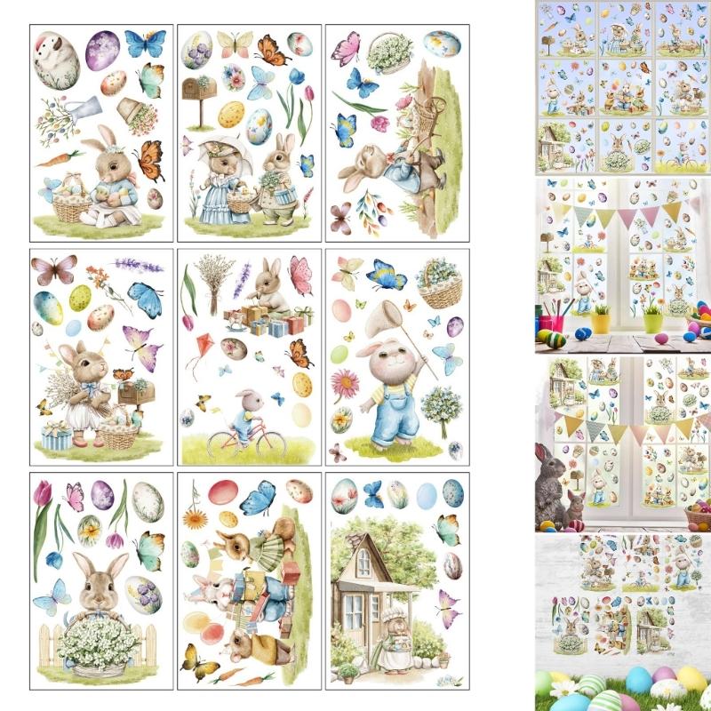 Spring Window Clings Easters Window Sticker Anticollision Window Clings Decal Large Easters Eggs Window Glass Decors