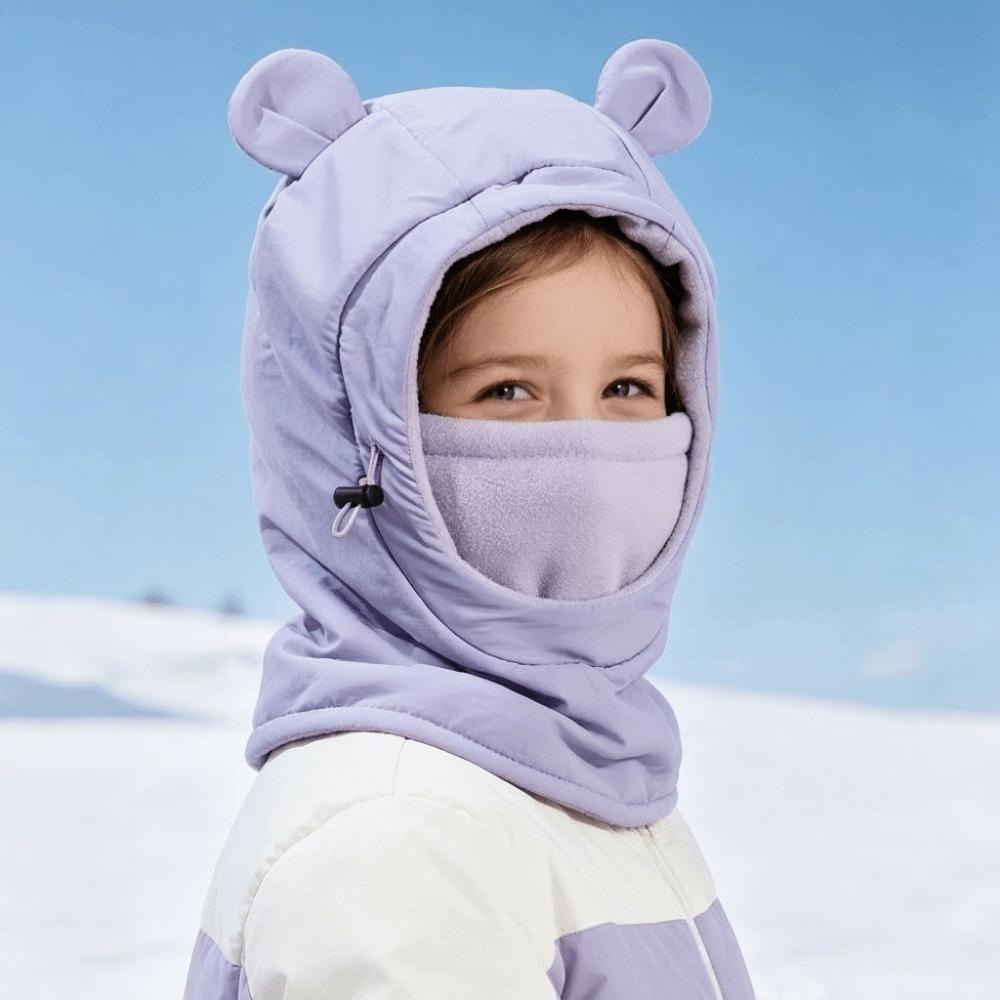 Fleece Lined One-piece Hat Scarf Windproof Children's Hats Cute Winter Hood Hat
