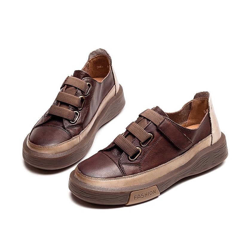 Fashion GKTINOO Genuine Leather Retro Women Sneakers Casual Flat Ladies Shoes high quality Comfortable Women's Flat Shoes