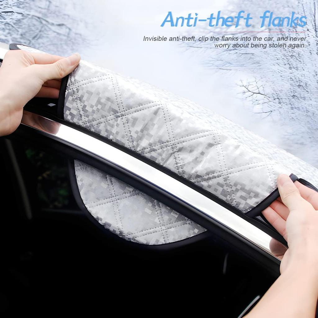 LoyaForba Car Magnetic Windshield Snow Cover, 4 Layers WAaterproof Windproof Protection,Snow,Ice,Sun,Frost Defense, Universal For SUV, Truck, Sedan,