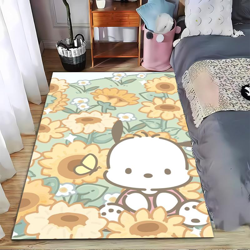 Cute Cartoon Puppy Pattern Carpet with Sunflowers and Butterfly Design Suitable for use as an anti-slip for living room bedroom sofas 40x60cm( 15x23in )